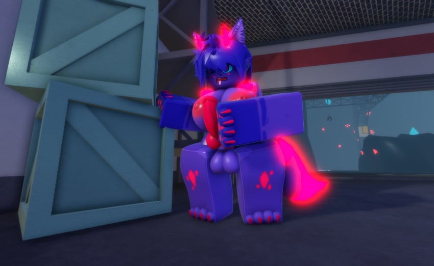 1futa 3d anthro balls breasts carneline_(kaiju_paradise) cock furry futanari intersex kaiju_paradise masturbating masturbation pink_nipples ravenuwu roblox roblox_game robloxian self_upload tagme