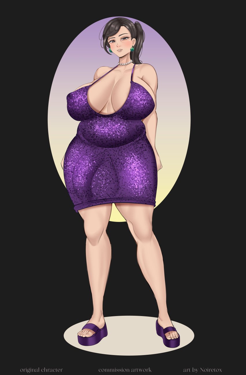 1futa bulge bulge_through_clothing chubby commission commissioner_upload dress futa_only futanari joanne_(murray2147) light-skinned_futanari light_skin milf noiretox solo tagme