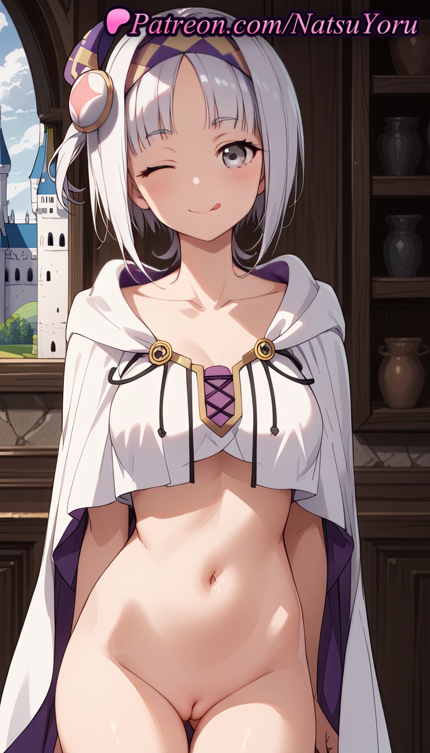 1girls :q ;p ;q ai_generated anime anime_style arms_at_sides arms_behind_back ass_visible_through_thighs bangs blue_eyes blush bottomless breasts building bust busty cape castle cleft_of_venus closed_mouth collarbone cowboy_shot crop_top day female female_focus female_only grey_eyes grey_hair hair_ornament hairband hentai hood hood_down indoors innie_pussy lips looking_at_viewer medium_breasts midriff mole multi-colored_hair natsuyoru navel non-asian one_eye_closed one_side_up paipan parted_bangs purple_hair pussy s'yne_lokk shaved_vagina short_hair sky smile solo solo_female standing stomach tate_no_yuusha_no_nariagari the_rising_of_the_shield_hero thigh_gap thighs tongue tongue_out uncensored vagina voluptuous voluptuous_female white_cape white_cloak white_hair window