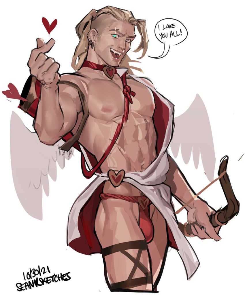 cupid_costume cupid_sova male male_only sean_sketches seansketches solo_male sova_(valorant) thong underwear valorant