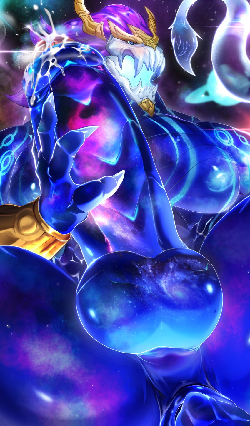 anal_sex anthro ass ass_focus aurelion_sol balls big_ass big_penis bioluminescence blue_body blush cum cumdrip dragon dripping_cum eastern_dragon erection gay league_of_legends magangz male male/male male_only muscular muscular_male penetration penis precum riot_games spread_legs