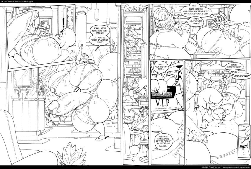 ambiguous_gender anthro bear big_breasts big_penis black_and_white bodily_fluids breasts cetacean clothing comic cum dialogue end_page english_text female futanari genital_fluids genitals grass_skirt growth gynomorph hi_res hotel huge_breasts huge_cock hyper hyper_breasts hyper_genitalia hyper_penis intersex leaking_cum letterbox line_art mammal marine monochrome overweight patreon penis precum rabid small_clothing sperm_whale swimwear tagme text toothed_whale unknown_species url whale work_uniform