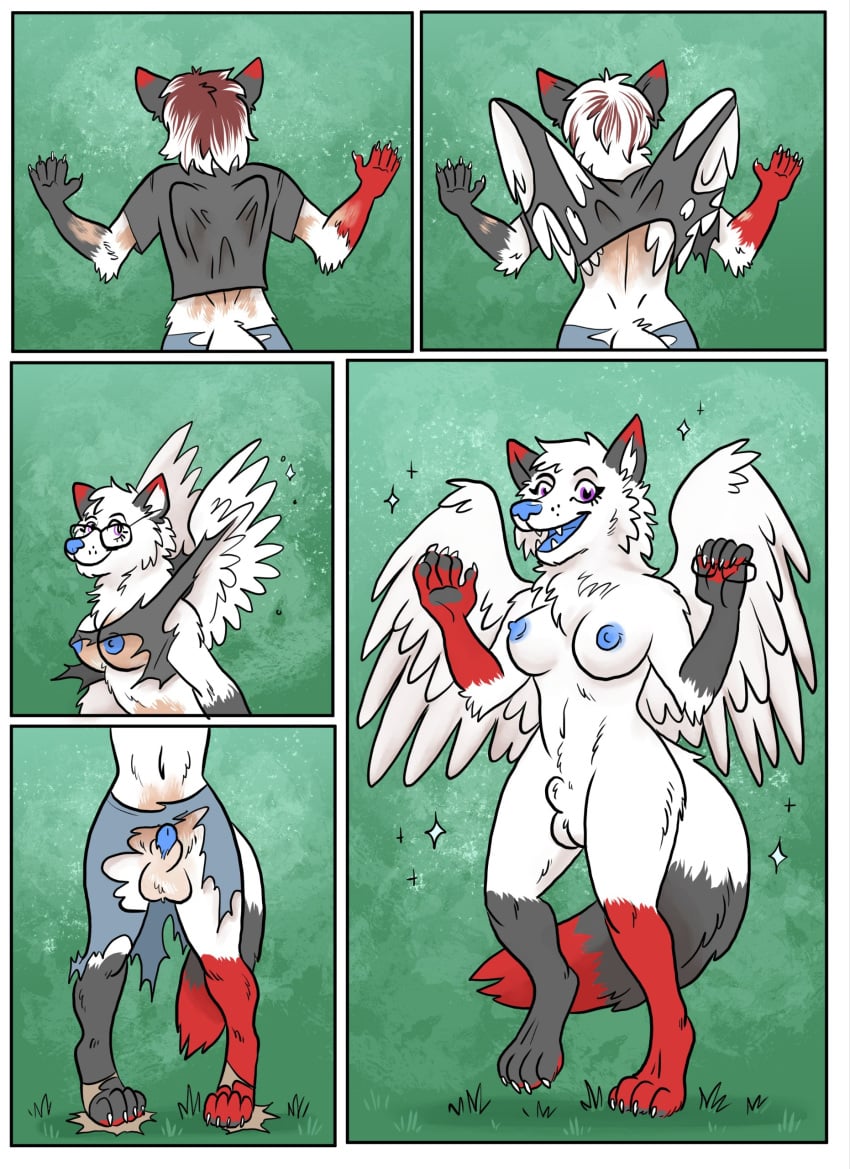 absurd_res anthro_focus breasts bubbeh fox_canid_mammal_canine futa_transformation futanari happy_transformation hi_res intersex transformation wuffkitty_(character)