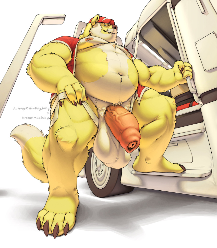 absurd_res anthro anthro_focus arm_tuft averagezebraboy ball_tuft balls barazoku baseball_cap bear beard belly belly_hair belly_tuft biceps big_balls big_belly big_penis body_hair calf_muscles canid canine chest_hair chest_tuft claws clothed clothing clothing_aside elbow_tuft facial_hair foreskin genitals hair hairy half-erect hand_on_hip happy_trail hat headgear headwear hi_res hybrid jockstrap jockstrap_aside knee_tuft knee_up leg_tuft looking_at_viewer low-angle_view male mammal masculine_male mature_male musclegut muscular navel nipples open_clothing open_shirt open_topwear overweight penis pubes public public_nudity raised_leg shirt slightly_chubby solo street_lamp topwear triceps truck trucker trucker_hat tuft uncircumcised underwear underwear_aside vehicle vein veiny_penis white_hair