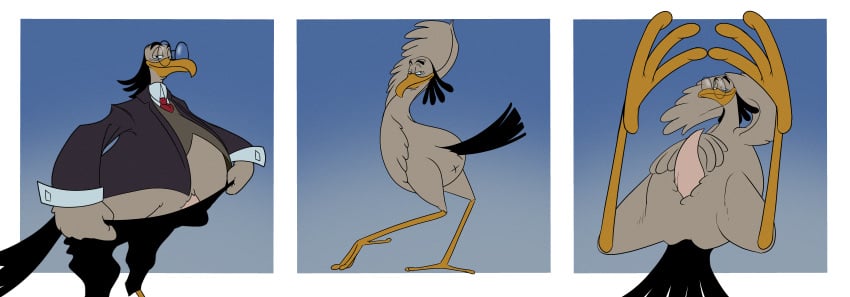 absurd_res accipitriform anthro anus ass avian avian_feet beak bedknobs_and_broomsticks bent_legs bird bob-jiggles brown_body brown_fur clothing collage_(artwork) disney erection erection_under_clothing eyebrows eyewear feathers fur genitals glasses hair half-closed_eyes hand_behind_head hand_on_belly hi_res holding_clothing holding_object legs_up long_legs looking_aside looking_at_viewer male narrowed_eyes necktie penis pose posing_for_picture raised_wings rear_view relaxed_expression relaxing secretary_bird secretary_bird_(bedknobs_and_broomsticks) simple_background slightly_chubby slit_penis smile smiling_at_viewer smirk smirking_at_viewer solo spread_legs spreading suit tail tail_feathers tented_briefs thick_eyebrows undressing wearing_glasses wing_on_belly wing_on_head winged_arms wings x_anus yellow_beak yellow_legs