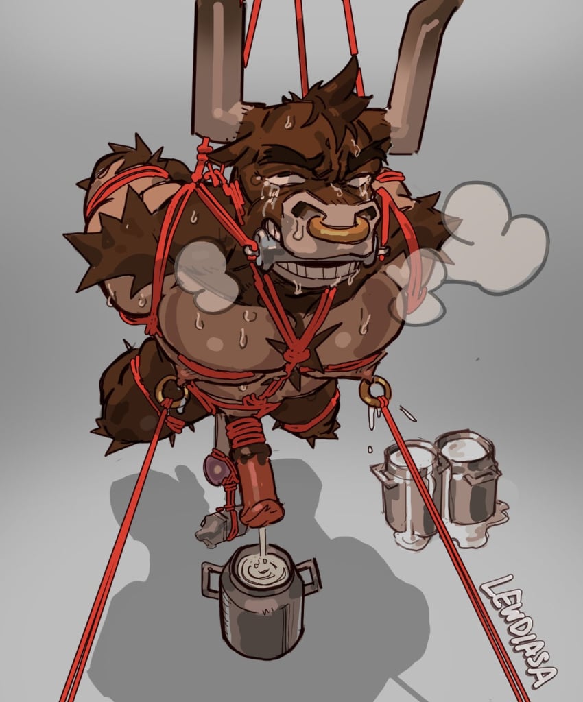 2025 after_orgasm animal_genitalia animal_penis ans anthro anthro_focus arm_hair arm_tuft ball_pulling ball_stretcher ball_stretching balls biceps bit_gag bodily_fluids body_hair bondage bound bovid bovine breath brown_eyes brown_hair bucket cattle chest_hair chest_tuft container cum cum_collecting cum_drip cum_in_container cum_in_jar cumming_in_bucket cumshot drained dripping ejaculation erection european_mythology eye_roll eyes_rolled_up facial_piercing gag gagged genital_fluids genitals greek_mythology hair hairy hairy_legs hands_tied hands_tied_behind_back hi_res horn jar lactating leg_tuft legs_tied lewdiasa male male_lactation mammal medial_ring milking_cum minotaur muscular mythology nipple_milking nipple_piercing nipple_ring nipple_ring_pull nipples nose_piercing nose_ring orgasm_face pecs penile penis penis_milking piercing restraints ring_piercing rope rope_bondage rope_harness shadow shoulder_hair shoulder_tuft simple_background solo sweat sweatdrop tired tired_eyes tuft