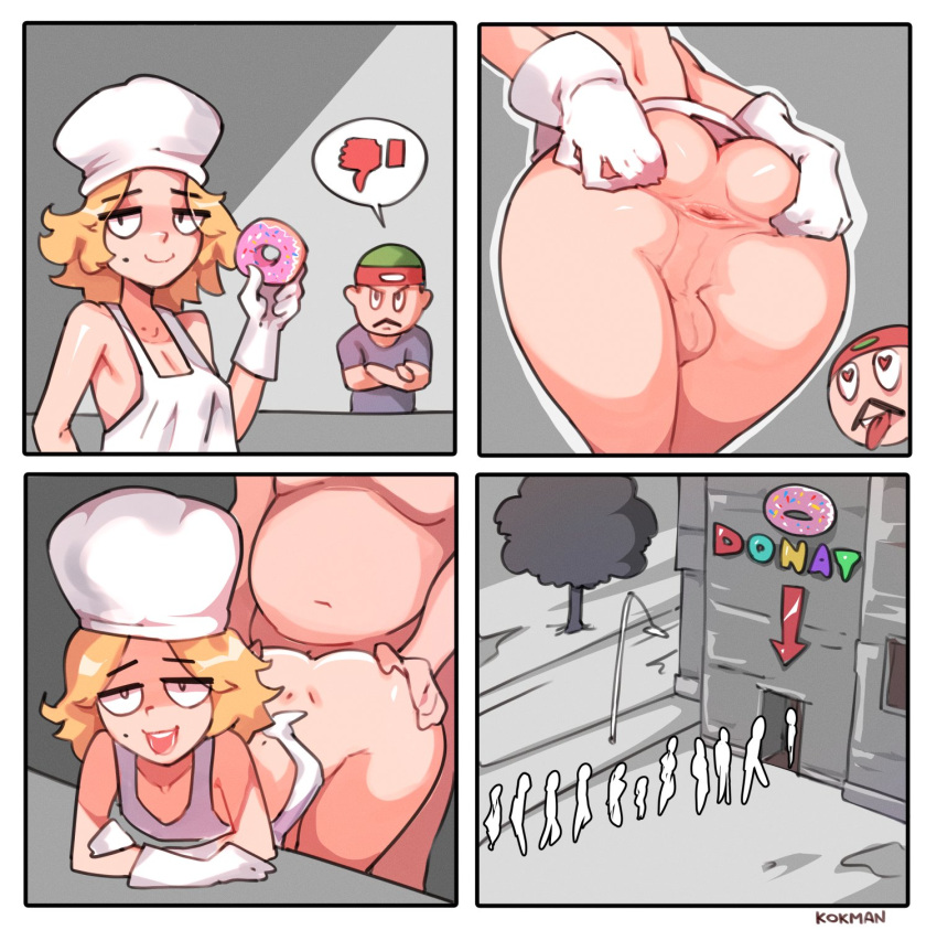 anal blonde_hair comic comic_page donut femboy kokman trap