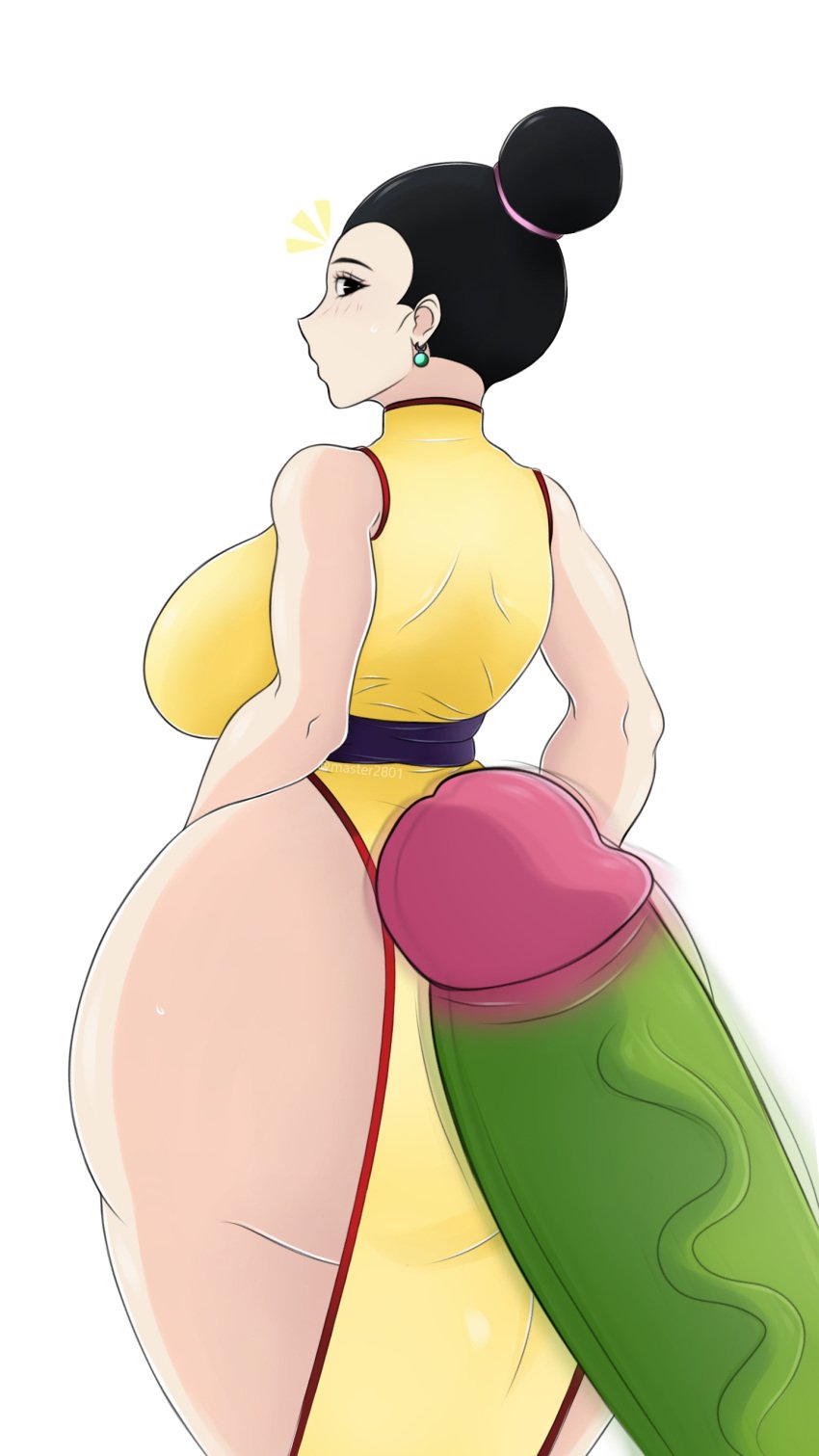 1boy 1girls alien_boy big_ass big_butt big_penis bigger_female black_hair black_hair_female breasts chichi clothing dragon_ball dragon_ball_super dragon_ball_z embarrassed female huge_ass imminent_cheating male master1000 mature_female milf namekian penis piccolo thick_ass thick_penis white_background