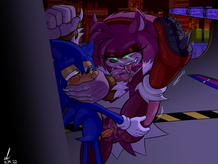 1boy 1boy1girl 1girls 2022 amy_rose amy_rose_the_werehog artist_signature blue_fur blush breasts classica_j_pierump dated glowing_eyes green_eyes hedgehog holding_face holding_head nipples penis pierump pink_fur rape reverse_rape sega sonic_(series) sonic_the_hedgehog sonic_unleashed tagme tongue tongue_out uncensored vagina werehog