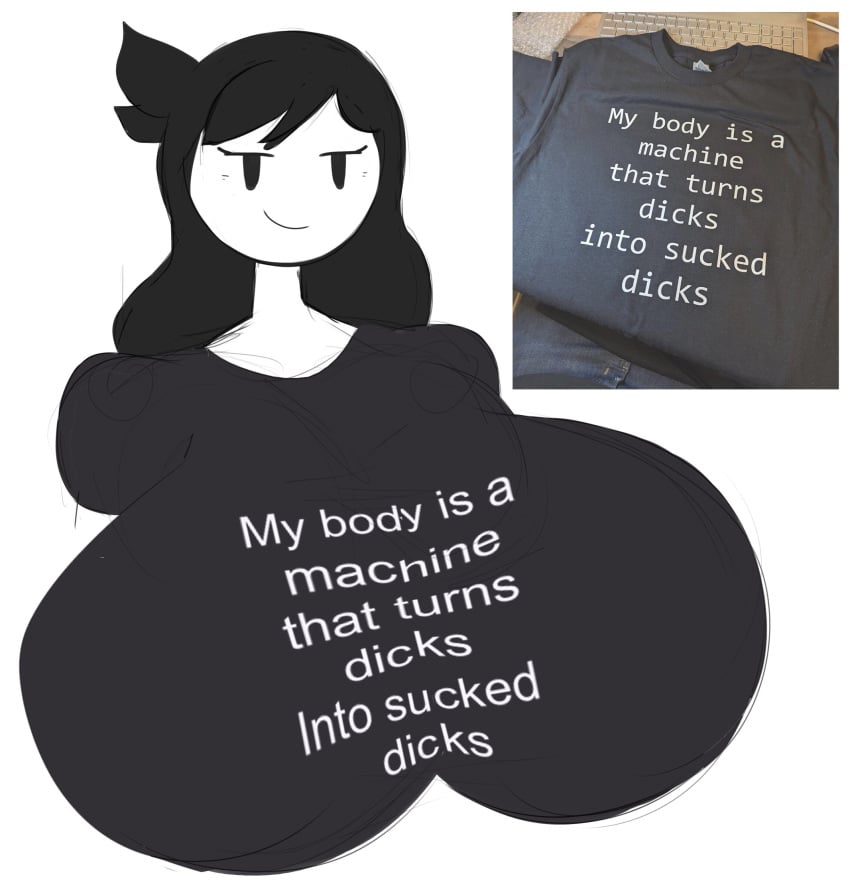 big_breasts black_hair black_shirt breasts breasts_bigger_than_head clothed female female_only gigantic_breasts huge_breasts hyper_breasts jaiden_animations jaidens_mom long_hair looking_at_viewer meme meme_attire no_bra real_person smile smiling smiling_at_viewer smug suggestive suggestive_dialogue suggestive_look tagme tasteofchoklit teasing text text_on_clothing text_on_shirt text_on_topwear white_body