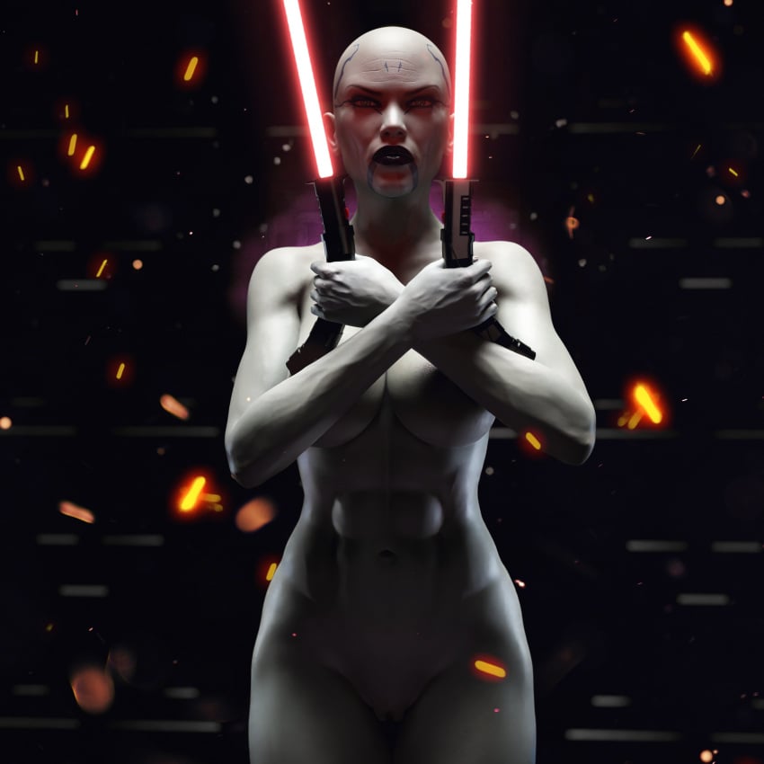 asajj_ventress breasts drinkerofskies hi_res highres lightsaber nightsister nude nude_female star_wars wallpaper