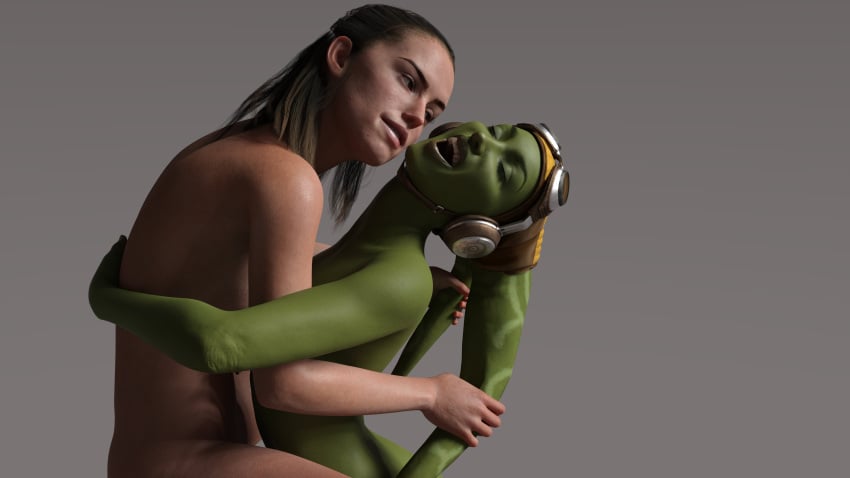 2girls 3d alien alien_girl alternate_version_available daisy_ridley drinkerofskies female female_only green-skinned_female green_skin hera_syndulla hi_res human human_on_humanoid humanoid interspecies interspecies_yuri light-skinned_female light_skin nude nude_female rey star_wars twi'lek yuri