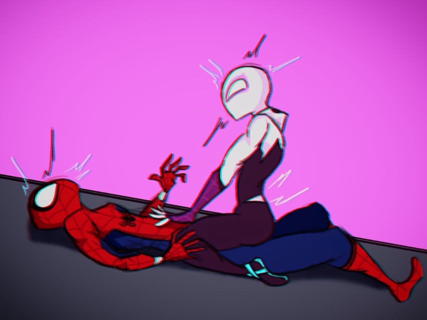 1boy 1girls clothed_sex cowgirl_position cum_inside gwen_stacy human human_only marvel marvel_comics peter_parker riding spider-gwen spider-man:_across_the_spider-verse spider-man:_into_the_spider-verse spider-man_(series) spider_sense