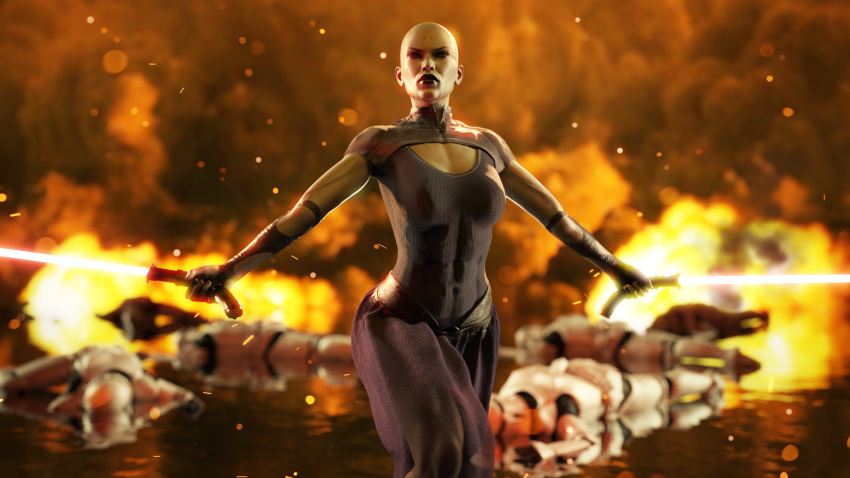 abs alternate_version_available asajj_ventress drinkerofskies fire hi_res male multiple_boys star_wars wallpaper