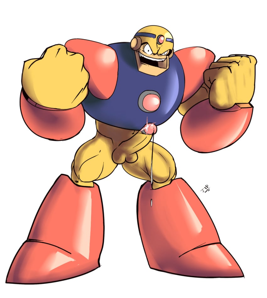 guts_man jip_(artist) male_only mega_man mega_man(classic) muscular penis robot tagme