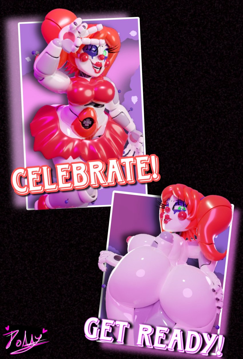 3d 3d_(artwork) baby_(fnafsl) big_ass big_breasts big_butt big_nipples blender_(software) circus_baby circus_baby_(cosmic_trance) circus_baby_(fnaf) clown_girl cosmic_trance five_nights_at_freddy's five_nights_at_freddy's:_sister_location fnaf looking_at_viewer polsy robot_girl scottgames sister_location smiling_at_viewer solo