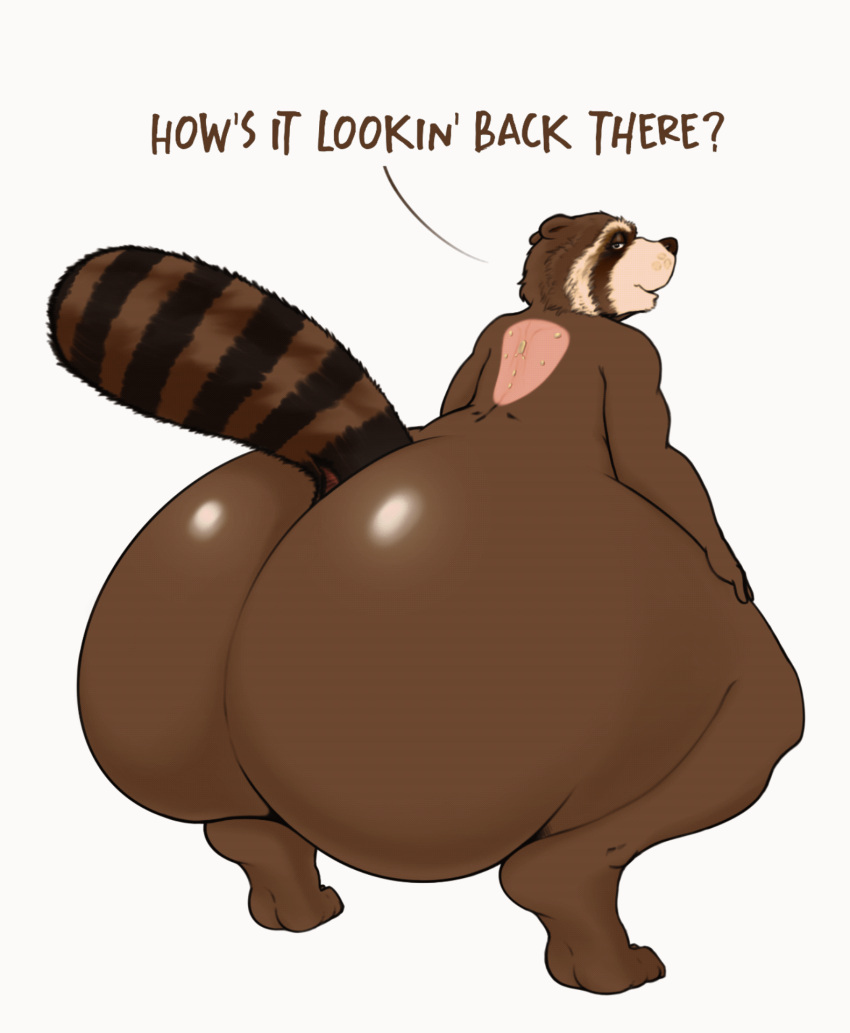 animated anthro ass backsack ball_slap balls big_butt brown_body brown_fur bubble_butt cheeky english_text fur genitals guardians_of_the_galaxy hi_res huge_butt jiggling looking_at_viewer looking_back looking_back_at_viewer loop male mammal markings marvel overweight overweight_male penis penis_slap procyonid raccoon raised_tail rear_view ring_(marking) ringtail rocket_raccoon short_playtime slap solo strip_game tail tail_markings text thick_tail thick_thighs thirstydraws twerking wide_hips