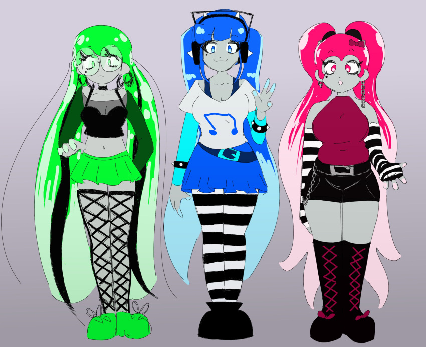 cleavage cosplay fishnets five_nights_at_freddy's five_nights_at_freddy's:_tales_from_the_pizzaplex gemini_(fnaf) olive_(fnaf) peace_sign rose_(fnaf) the_bobbiedots