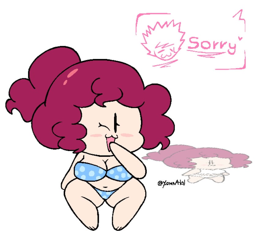 :3 bikini chubby lil_miss magenta_hair ponytail shortstack