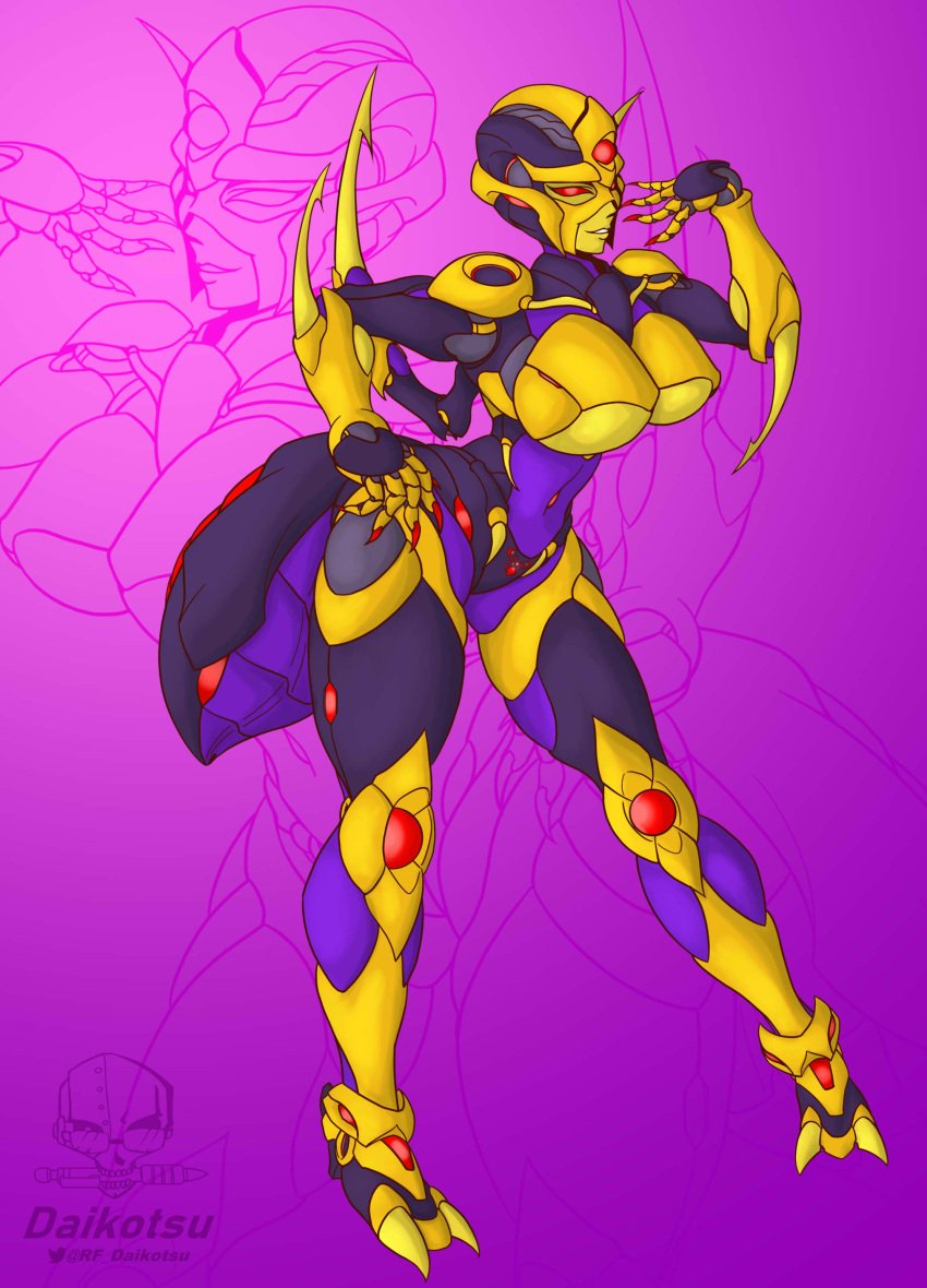 1girls alien alien_girl alien_humanoid armor armored beast_wars big_breasts blackarachnia cleavage daikotsu female female_focus female_only full_color helmet hourglass_figure multicolored_body pose posing predacon red_eyes seductive spider_girl spider_humanoid thin_waist transformers