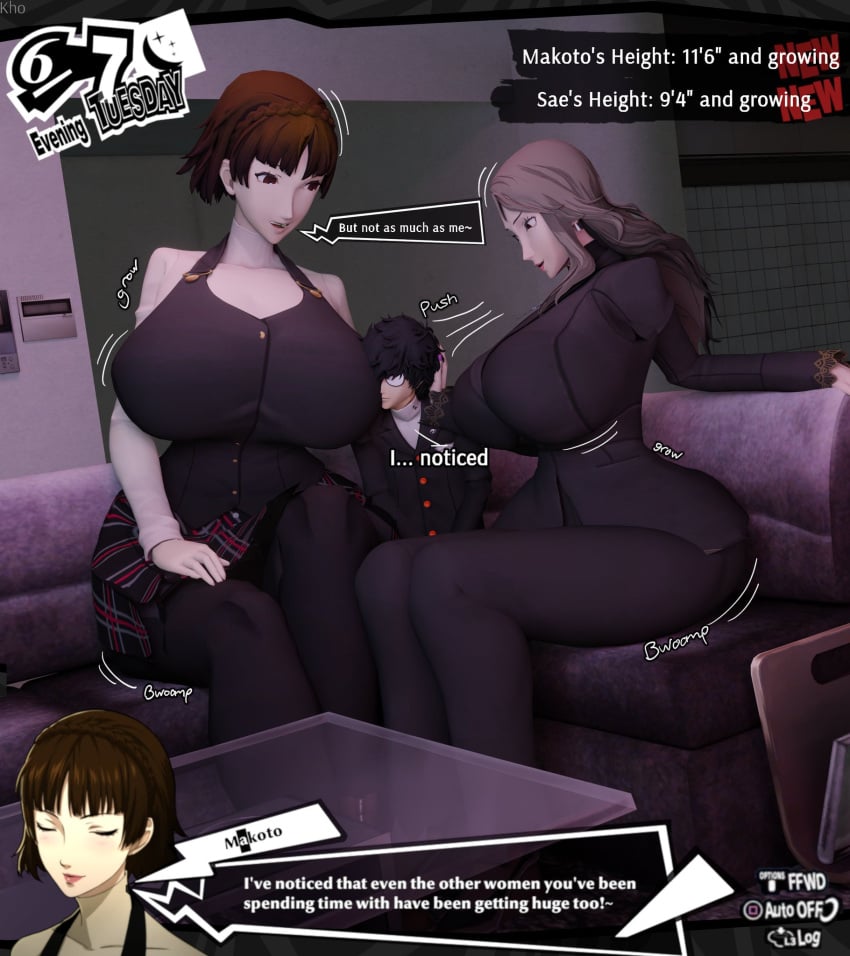 3d female giantess ivaldikhosize makoto_niijima persona persona_5 ren_amamiya sae_niijima tagme