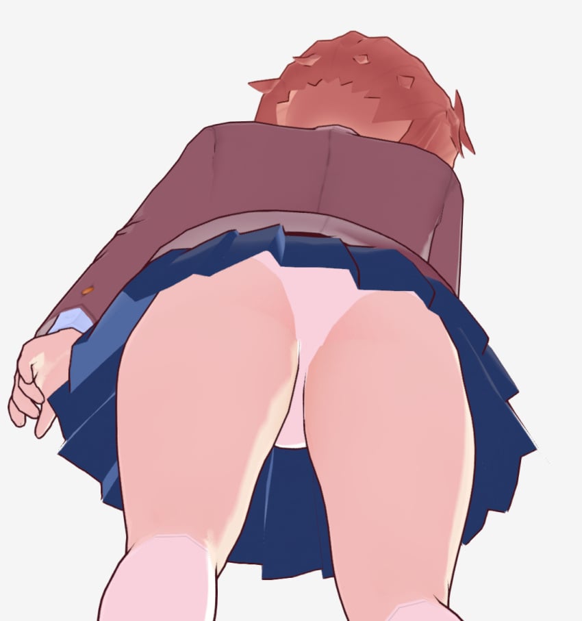 1female 1girls 3d 3d_(artwork) 3d_model 5_fingers ass blue_skirt clothed clothes clothing doki_doki_literature_club female human human_female human_focus human_only just_sayori panties pantyshot sayori_(doki_doki_literature_club) skirt solo solo_female solo_focus strawberry_blonde_hair thighs tyler1234506 uniform upskirt vroid vroidhub white_background white_panties