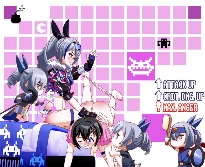 barkyhito eyewear_on_head honkai:_star_rail honkai_(series) over_the_knee_spanking silver_wolf_(honkai:_star_rail) spanking sunglasses_on_head