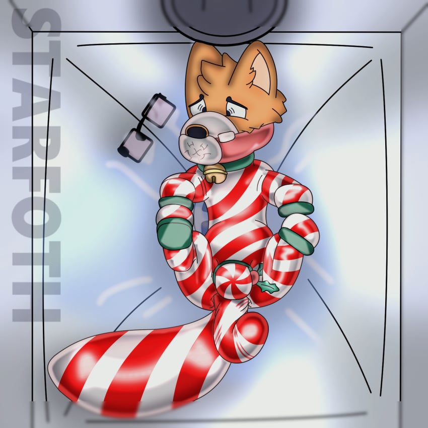 1boy anal anal_sex boots candy candy_cane canid canine christmas christmas_clothing clothing dessert dildo dildo_in_ass dildo_insertion fleshlight_gag food footwear fox gag gloves handwear hi_res holalo_(kosothefox) holidays implied_permanent kidnapping latex_gloves male male_focus male_only male_penetrated mammal no_humans null_bulge object_in_ass penetrable_sex_toy penetration rubber rubber_boots rubber_clothing rubber_suit sex_toy sex_toy_in_ass sex_toy_insertion shower slave solo_focus solo_male star_art_hd