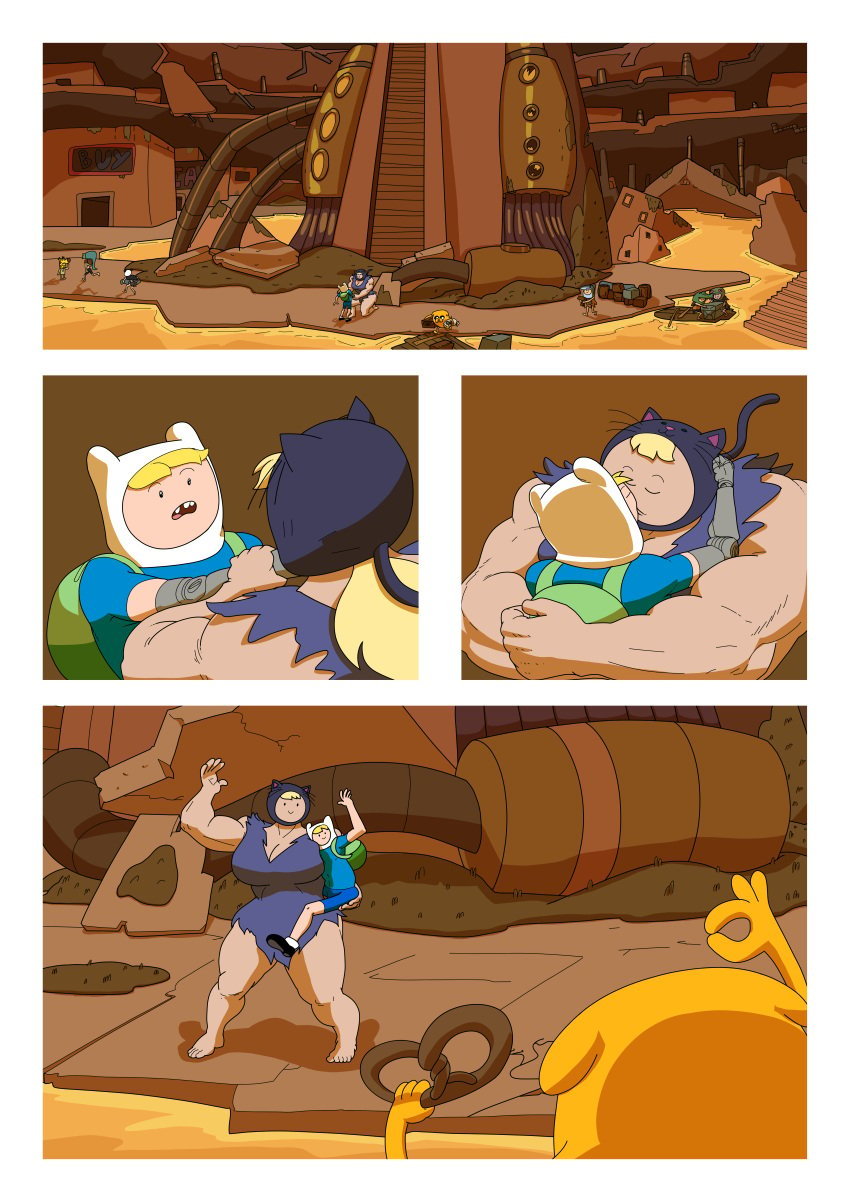 1boy1girl adventure_time age_difference big_breasts blonde_hair comic dress fake_animal_ears finn_the_human grabbing_ass hood hugging jake_the_dog kissing kloete5 lifting_person muscular_female size_difference smaller_male susan_strong thick_thighs thighs