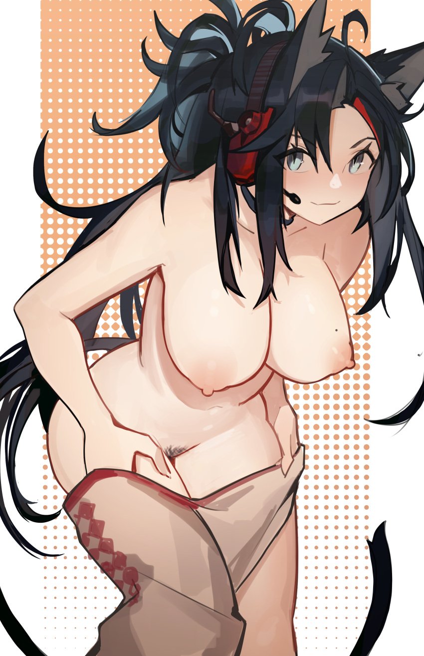 1girls :) absurdres animal_ear_fluff animal_ears arknights big_breasts big_thighs black_hair blaze_(arknights) blush breasts cat_ears cat_girl cat_tail closed_mouth collarbone commission cowboy_shot curvaceous curvy cute female female_only female_pubic_hair fluffy_ears fringe grey_eyes hanging_breasts happy headset highres hips huge_breasts huge_thighs large_breasts large_thighs leaning_forward light-skinned_female light_skin long_hair looking_at_viewer massive_breasts massive_thighs mole mole_on_breast multi_ear ninra nipples parted_bangs ponytail pubic_hair seductive seductive_eyes seductive_gaze seductive_look seductive_mouth seductive_pose seductive_smile slit_pupils smile solo solo_female standing tail thick_legs thick_thighs thighs undressing very_long_hair voluptuous waist wasp_waist wide_hips