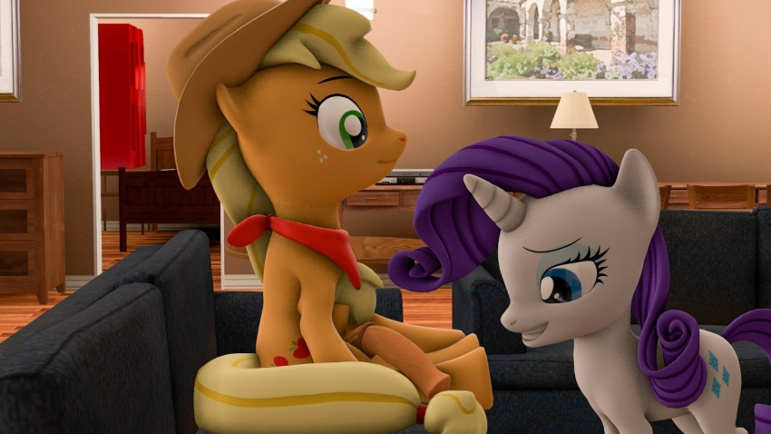 applejack_(mlp) duo feral_on_feral futa_feral futa_with_female futanari gynomorph hasbro my_little_pony rarity_(mlp) straight_hair therul34guy1