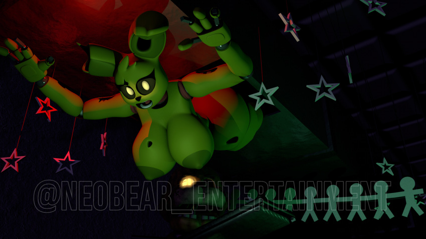 1girls 3d 3d_(artwork) anthro areolae big_ass big_breasts big_butt big_nipples bunny bunny_ears bunny_girl falling female female_only five_nights_at_freddy's five_nights_at_freddy's_3 green_body green_skin neobear_entertainment neobear_entertainment_(artist) nude rabbit rule_63 springtrap springtrap_(fnaf) thick_thighs yellow_eyes