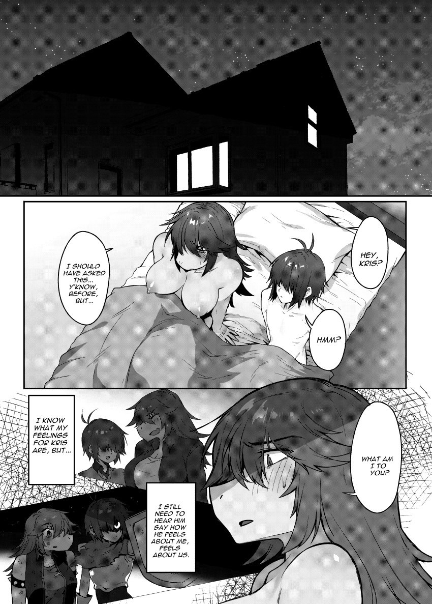 1boy 1girls anthro deltarune doujinshi english_text female human_on_anthro kris_(deltarune) male manga monster monster_girl sex sex_on_bed ss_komu susie_(deltarune) tagme undertale_(series)