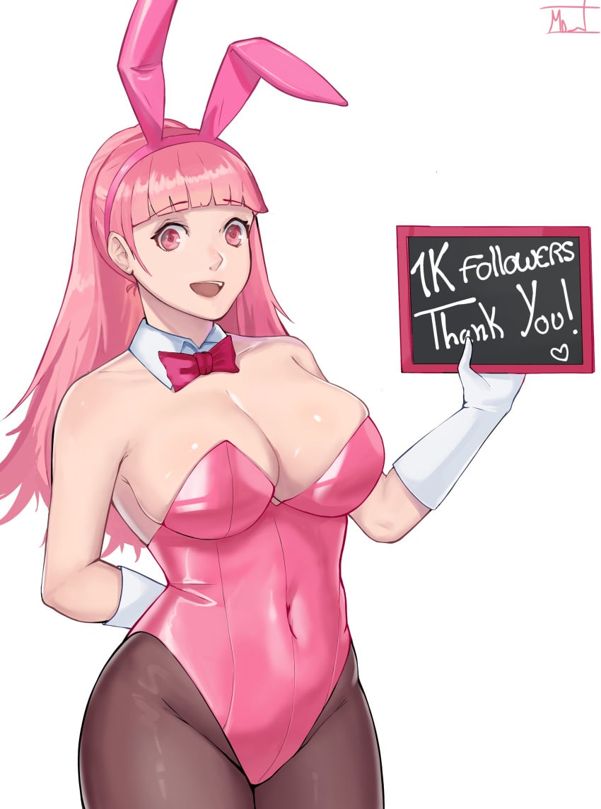 alternate_costume breasts bunny_ears bunny_girl bunnysuit female female_only fire_emblem fire_emblem:_three_houses hilda_valentine_goneril magdalenus27 nintendo open_mouth pink_hair solo