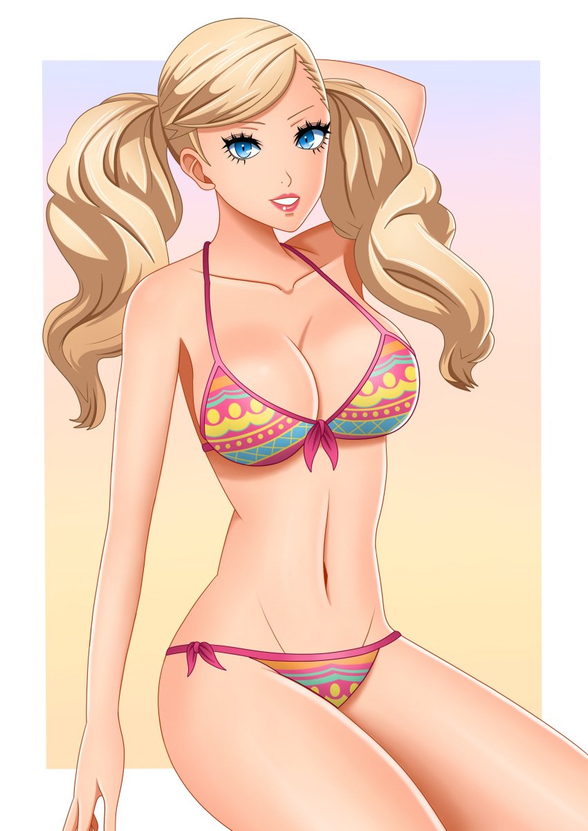 ann_takamaki atlus bikini blonde_hair breasts female female_only light-skinned_female light_skin persona persona_5 rrl0215 solo solo_female tagme