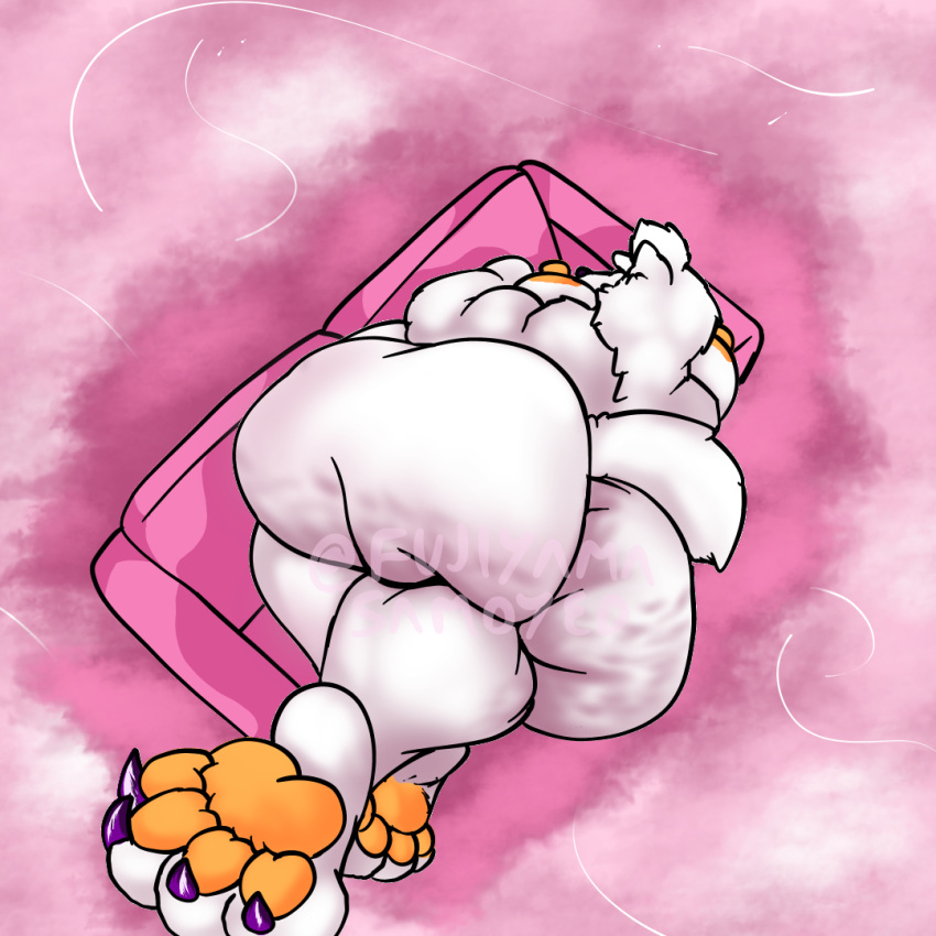 1:1 anthro ass big_butt butt_ripples canid canine canis cel_shading cellulite digital_media_(artwork) domestic_dog fujiyama_inushiro(fujiyamasamoyed) fujiyama_samoyed_(artist) fur furniture huge_butt hyper hyper_butt lying male mammal morbidly_obese morbidly_obese_anthro morbidly_obese_male nipples nordic_sled_dog obese obese_anthro obese_male overweight overweight_anthro overweight_male pawpads pink_sofa samoyed shaded simple_background sleeping sofa soft_shading solo spitz text white_body yellow_nipples yellow_pawpads