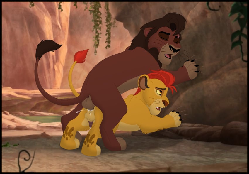 anal anal_sex animal_genitalia animal_penis ass balls bodily_fluids cum disney duo erection felid feral feral_on_feral fur genital_fluids genitals hi_res kaion kion_(the_lion_guard) kovu lion male male/male male_penetrated male_penetrating male_penetrating_male mammal pantherine penetration penis sex the_lion_guard the_lion_king young