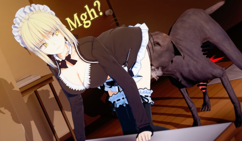 1boy 1boy1girl 1girls 3d artoria_pendragon artoria_pendragon_(alter) artoria_pendragon_(fate) artoria_pendragon_(swimsuit_rider_alter) bored canine cunnilingus doggy_style emotionless expressionless fate/grand_order fate_(series) feral feral_on_female garter_belt garter_straps hi_res highres imminent_rape imminent_sex interspecies licking_lips licking_pussy luminous_axis maid maid_headdress maid_uniform male/female royalty saber saber_alter steam steaming_body steamy_breath straight type-moon unamused uncomfortable zoophilia