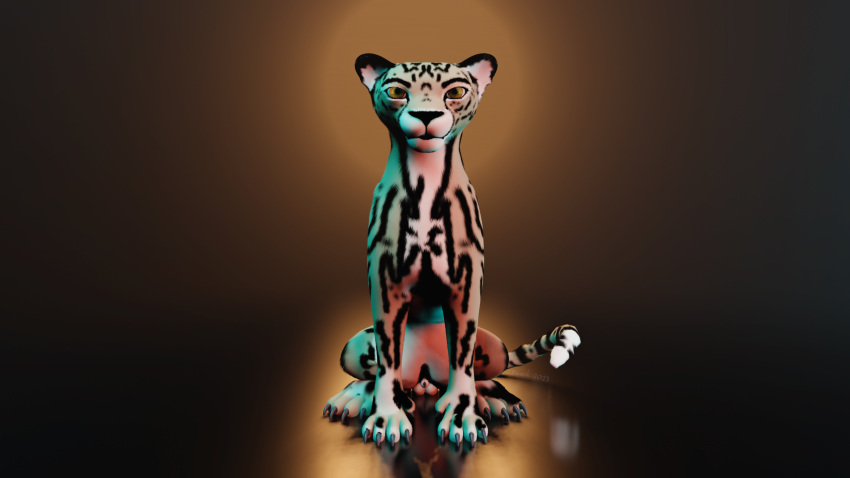 3d_(artwork) animal_genitalia balls blender_(software) cheetah digital_media_(artwork) felid feline feline_sheath felis feral fully_sheathed fur genitals hair hi_res looking_at_viewer male mammal penis ruark sheath simple_background sitting solo spots spotted_body spotted_fur tail