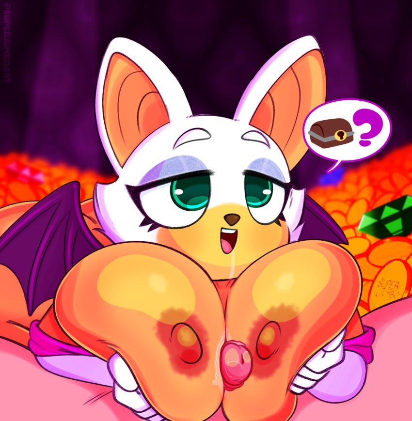 1boy 1girls animal_nose anthro areolae ass bat bat_ears bat_wings big_ass big_breasts big_ears big_eyes breast_squish butt_crack female furry green_eyes happy happy_sex huge_breasts large_areolae large_breasts male nipple nipples open_mouth paizuri penis rouge_the_bat saliva smile smiling sonic_(series) sonic_the_hedgehog_(series) speech_bubble spit straight super_jumbo teal_eyes thick_eyebrows thick_thighs turquoise_eyes wings