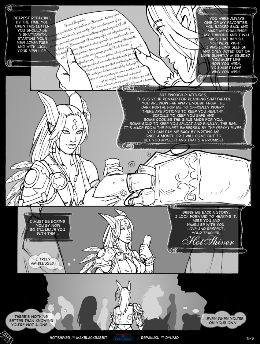 1girls big_breasts blizzard_entertainment comic comic_page dialogue draenei line_art max_blackrabbit original_character page_5 repakuku warcraft world_of_warcraft