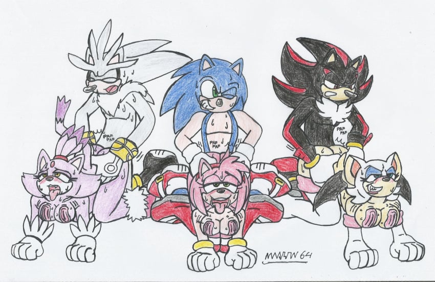 3boys 3girls amy_rose big_ass big_breasts blaze_the_cat bodily_fluids bouncing_breasts doggy_style female furry hi_res male marlon64 orgy rouge_the_bat shadouge shadow_the_hedgehog silver_the_hedgehog sonic_(series) sonic_the_hedgehog sonic_the_hedgehog_(series) sweat