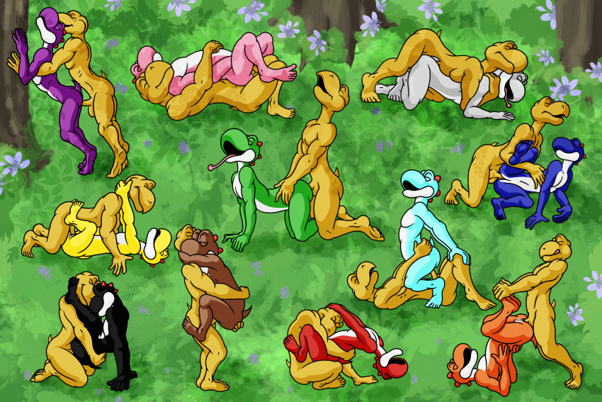 5_fingers 5_toes absurd_res andromorph anthro asexual ass balls black_yoshi blue_yoshi brown_yoshi cuntboy cyan_yoshi dinosaur feet fingers genitals green_yoshi group group_sex hi_res humanoid intersex intersex/male kama_sutra koopa koopa_troopa male male/male mario_(series) nintendo orange_yoshi orgy penetration penis pink_yoshi purple_yoshi red_yoshi reptile scalie sex suicide_gek toes turtle vaginal_penetration white_yoshi yellow_yoshi yoshi