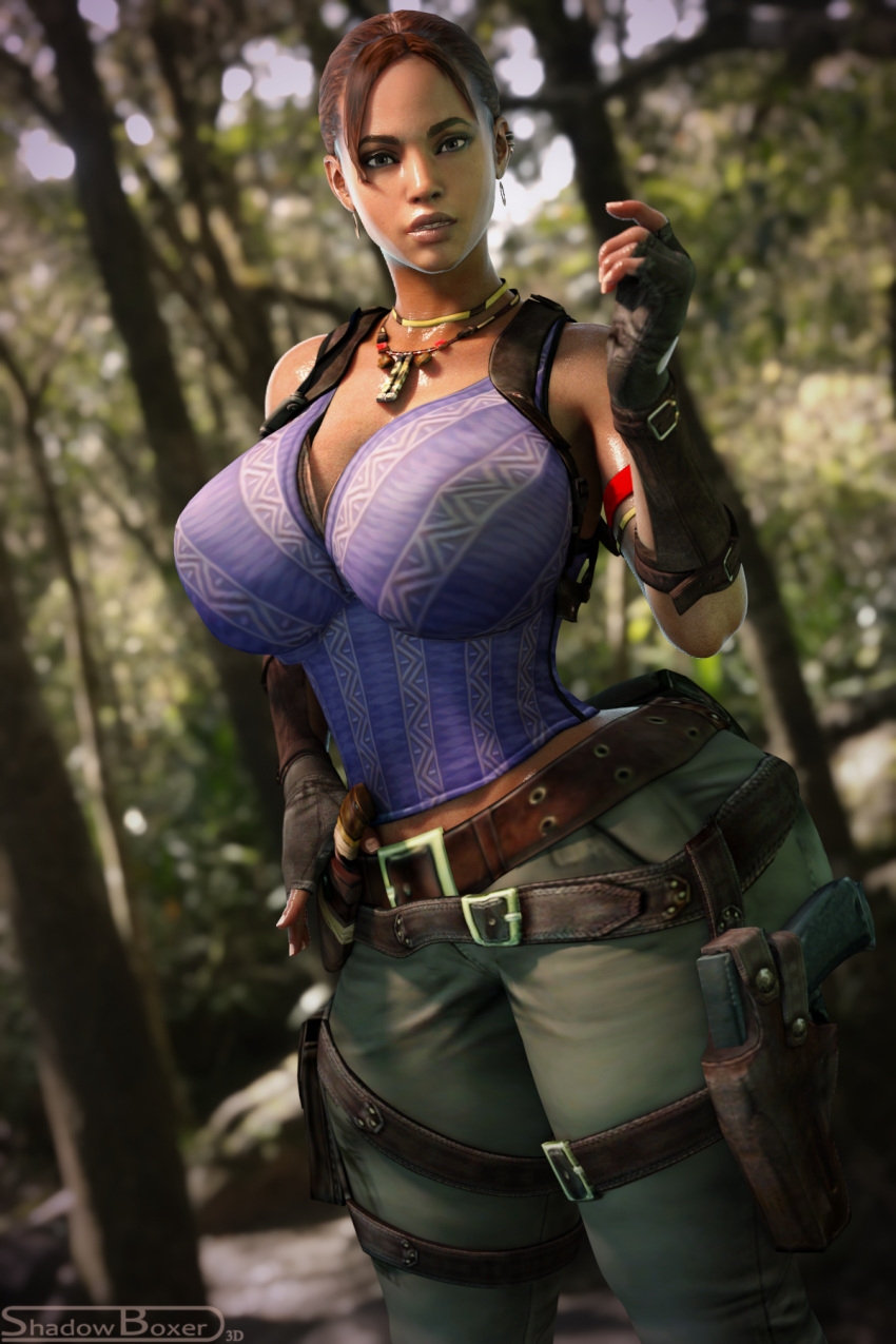 1girls 3d ass big_ass big_breasts big_thighs breasts busty curvy dark_skin female female_only huge_ass huge_breasts huge_thighs large_ass large_breasts large_thighs looking_at_viewer resident_evil resident_evil_5 shadowboxer sheva_alomar solo solo_female thick_thighs thighs voluptuous