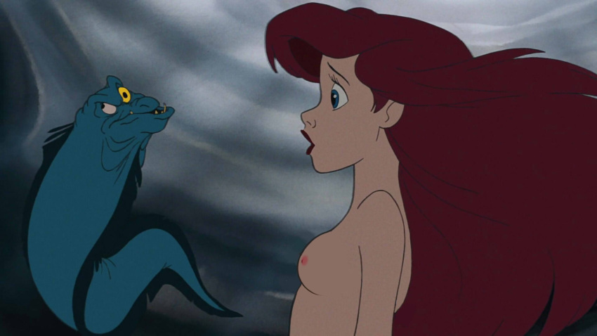 1girls accurate_art_style ariel arielfan14 blue_eyes breast completely_nude disney disney_princess edit jetsam mermaid nipple nude nude_female ocean red_eyes screencap screenshot screenshot_edit sea sideboob the_little_mermaid topless underwater water