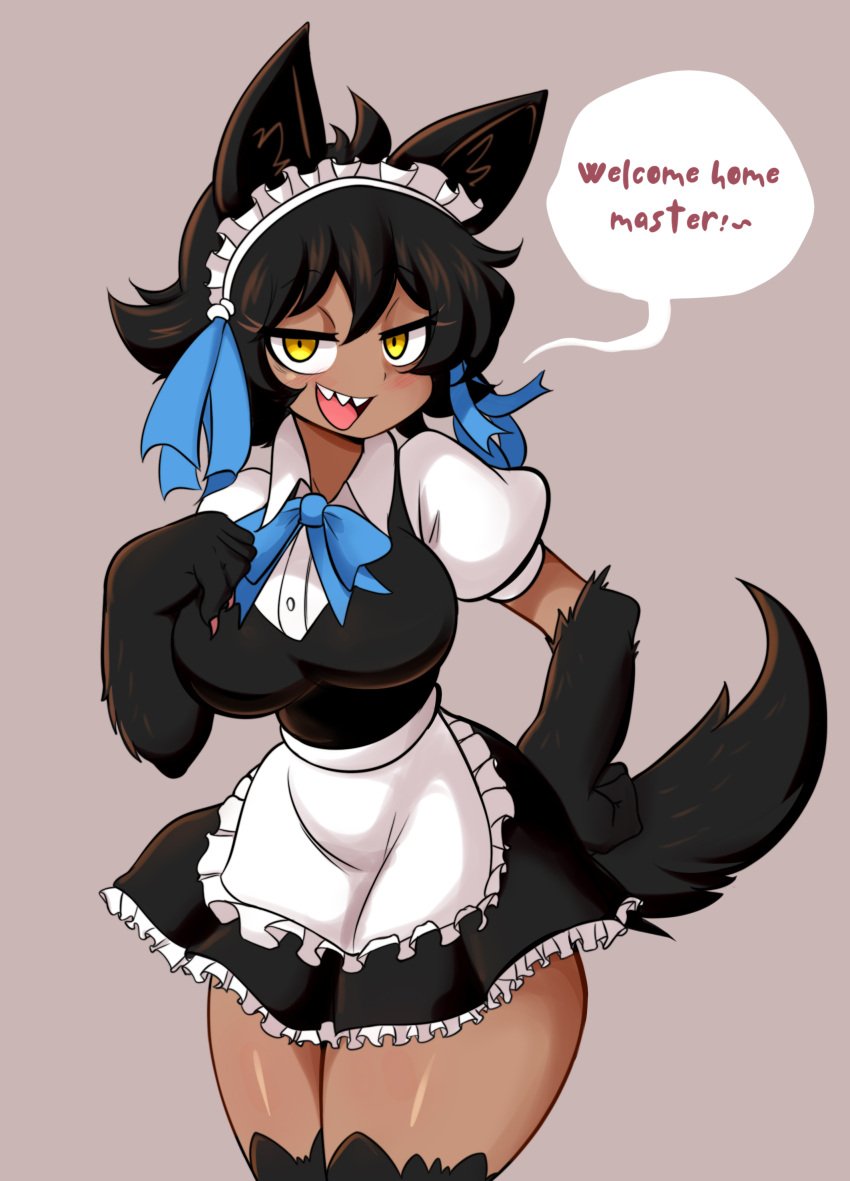 big_breasts borrowed_character breasts female lucyfercomic maid_uniform original original_character rudy_the_werewolf_(crap-man) thick_thighs werewolf werewolf_girl wide_hips yellow_eyes