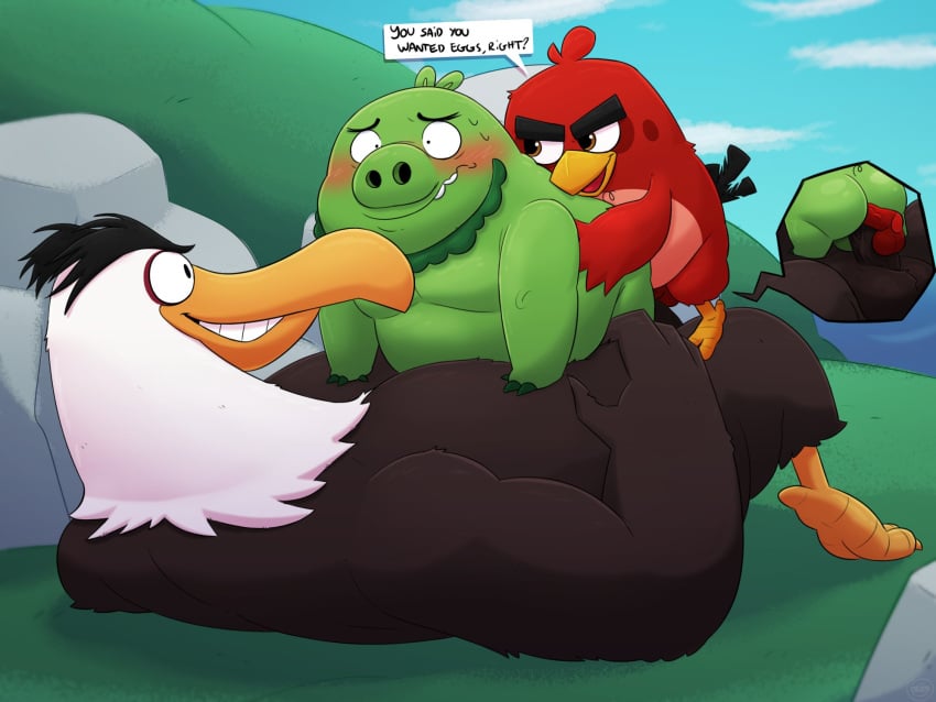 2023 accipitrid accipitriform angry_birds anthro ass avian beard bird black_body blush columbia_pictures domestic_pig double_penetration eagle facial_hair gay genitals green_body group hi_res king_leonard leonthelionel male male/male male_only mammal mighty_eagle outside overweight overweight_male penetration penis pig_(angry_birds) red_(angry_birds) red_body rovio rovio_entertainment sega sex sony suid suina sus_(pig) the_angry_birds_movie white_body yaoi