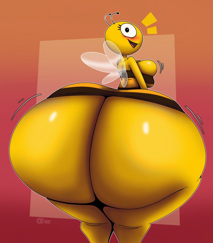 ass ass_bigger_than_head ass_focus backboob bee big_ass big_breasts big_butt boob_window breathotter bubble_ass bubble_butt female female_only hyper_ass lena_the_bee looking_at_viewer looking_back no_bra no_underwear oleina russian_cooking_oil_commercial thick_thighs thighs tight_clothes tight_clothing tight_fit tits underass wings wink winking yellow олейна