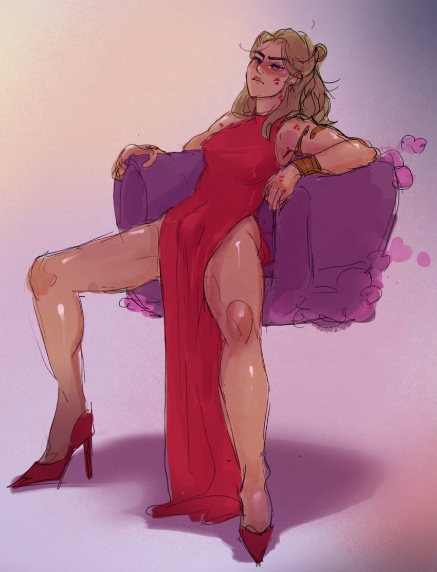 1futa 2020s 2023 adora annoyed armband armchair armlet blonde_hair breasts breasts_visible_through_clothing bulge bulge_through_clothing chair clothed clothing dress flaccid floating_armchair floating_chair fully_clothed futa_only futanari gold_armband gold_armlet gold_wristband hi_res high_heels human large_breasts light-skinned_futanari light_skin lipstick_mark long_dress long_hair looking_at_viewer muscles muscular muscular_futanari pearltiddys red_dress red_high_heels she-ra_and_the_princesses_of_power sitting sketch solo spread_legs spreading spreading_legs stiletto_heels wristband