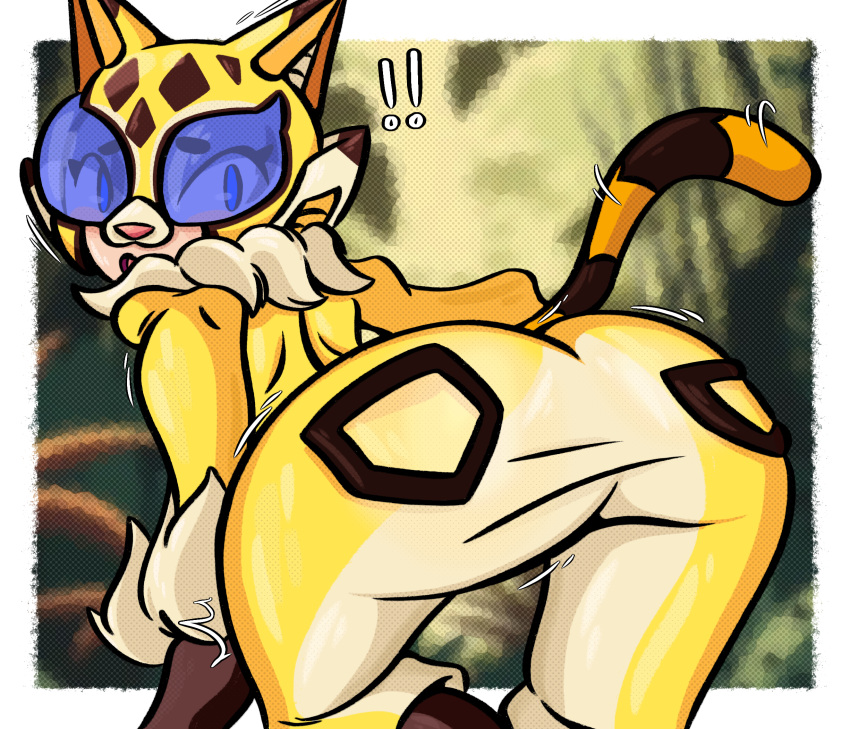 ass ass_grab ass_up big_ass big_butt brawl_stars cheetah_ears chest_tuft cosplay costume heroine jaguar looking_back looking_back_at_viewer max_(brawl_stars) max_(leopard) patatero69 suit superheroine